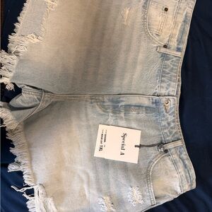 Special A Light Blue Frayed Denim Shorts